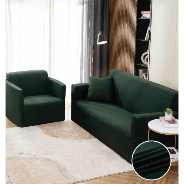 Husa Elastica Pentru Canapea 2 Locuri - M - Jojo Home, Verde smarald [1]