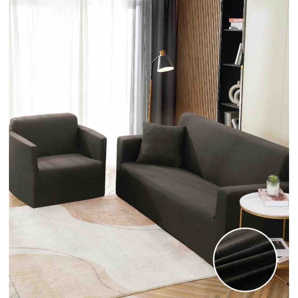 Husa Elastica Pentru Canapea 2 Locuri - M - Jojo Home, Gri inchis [1]