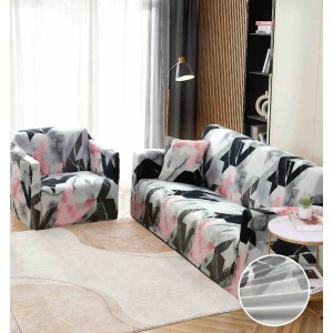 Husa Elastica Pentru Canapea 2 Locuri - M - Jojo Home, Roz-Gri, abstract