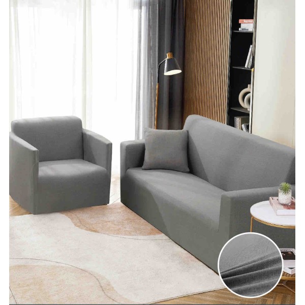Husa Elastica Pentru Canapea 2 Locuri - M - Jojo Home, Gri deschis [1]