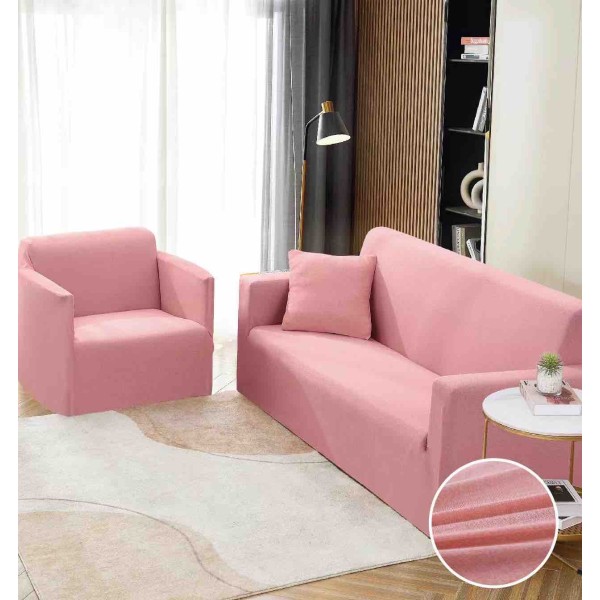 Husa Elastica Pentru Canapea 3 Locuri - L - Jojo Home, Roz [1]