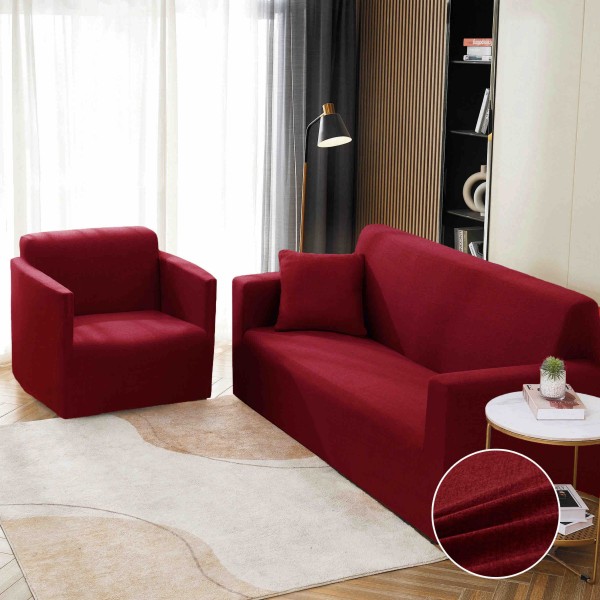 Husa Elastica Pentru Canapea 3 Locuri - L - Jojo Home, Visiniu [1]