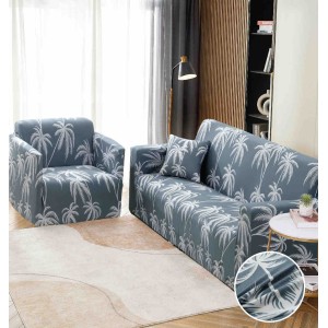 Husa Elastica Pentru Canapea 3 Locuri - L - Jojo Home, Gri-Alb, palmieri