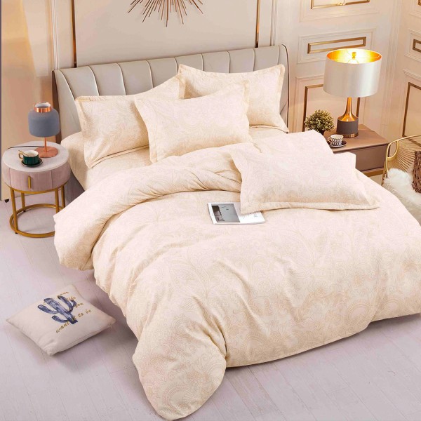 Lenjerie pat 1 PERSOANA,  FINET, 4 piese, Jojo Home, Crem, model floral [1]