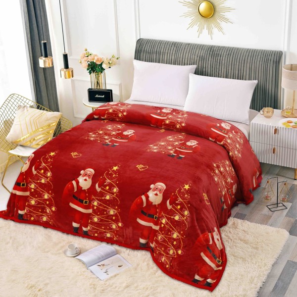 Patura CoCoLiNo, 200x230cm, Jojo Home, Rosu, Mos Craciun [1]