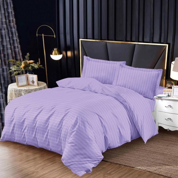 Lenjerie pat 140x200cm, cu Elastic, tip Damasc Finetat, 4 piese, Lila [1]