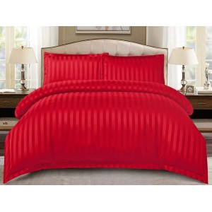 Lenjerie HoReCa, pat dublu, tip Damasc Finetat Deluxe cu Elastic, 4 piese, Rosu Lenjerie HoReCa, pat dublu, tip Damasc Finetat Deluxe cu Elastic, 4 piese, Rosu