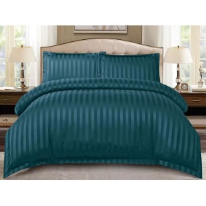 Lenjerie HoReCa, pat dublu, tip Damasc Finetat Deluxe cu Elastic, 4 piese, Turquoise