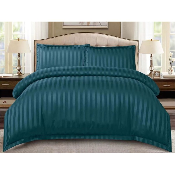 Lenjerie HoReCa, pat dublu, tip Damasc Finetat Deluxe cu Elastic, 4 piese, Turquoise [1]