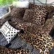 Lenjerie pat dublu, Super Pufoasa COCOLINO, 4 piese, Bej, Maro, animal print