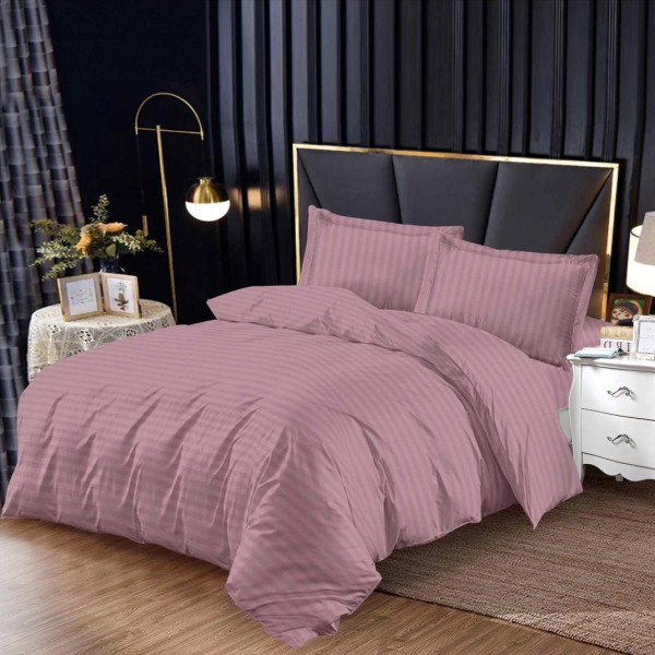 Lenjerie pat 140x200cm, cu Elastic, tip Damasc Finetat, 4 piese, Pudra [1]