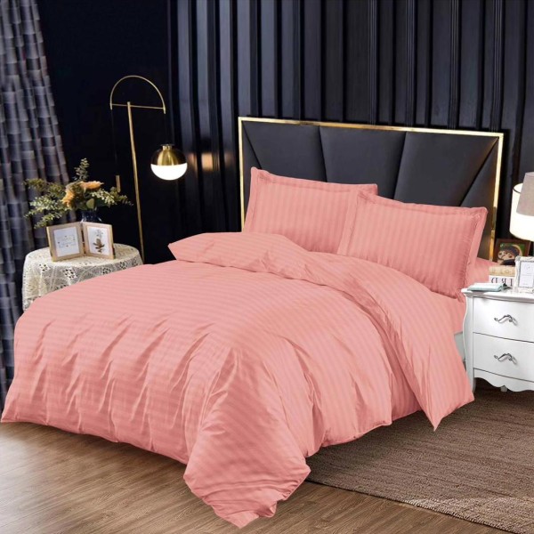 Lenjerie pat 140x200cm, cu Elastic, tip Damasc Finetat, 4 piese, Somon [1]
