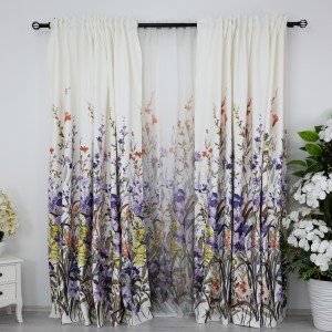 Set 2 Draperii Satinate Imprimate, flori mov, 140cm latime x 260cm inaltime, cu tiv lat pt bara Set 2 Draperii Satinate Imprimate, flori mov, 140cm latime x 260cm inaltime, cu tiv lat pt bara