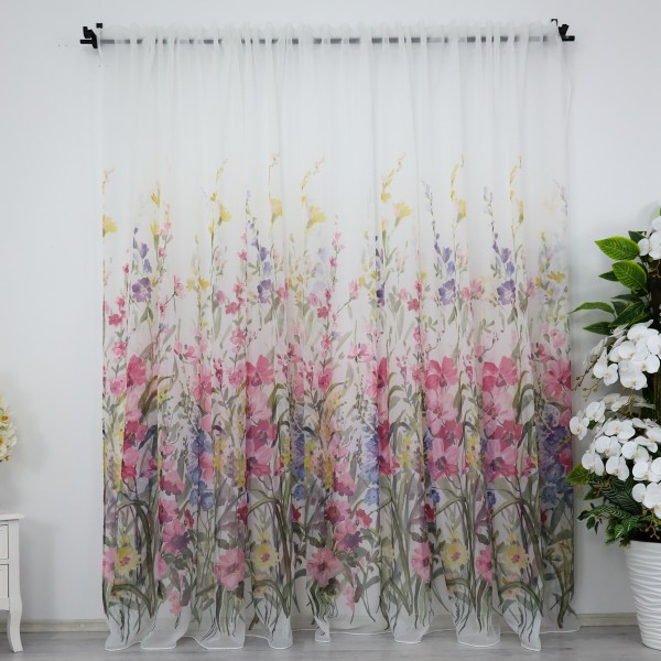 Perdea din matase imprimata, flori roz, 4m latime x 2.7m inaltime, cu rejansa pt SINA [1]