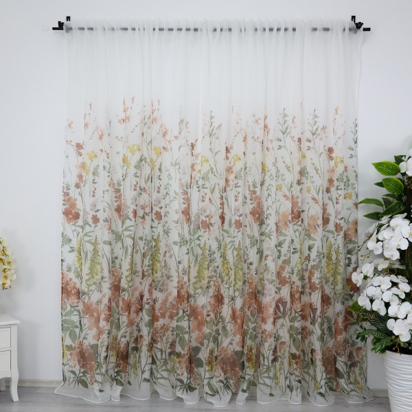 Perdea din matase imprimata - 500cm x 230cm, Rejansa pt. sina , flori de toamna [1]