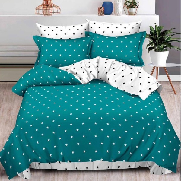 Lenjerie pat dublu (140x200cm, 160x200cm, 180x200cm),  FINET, 6 piese, Turquoise, buline [1]