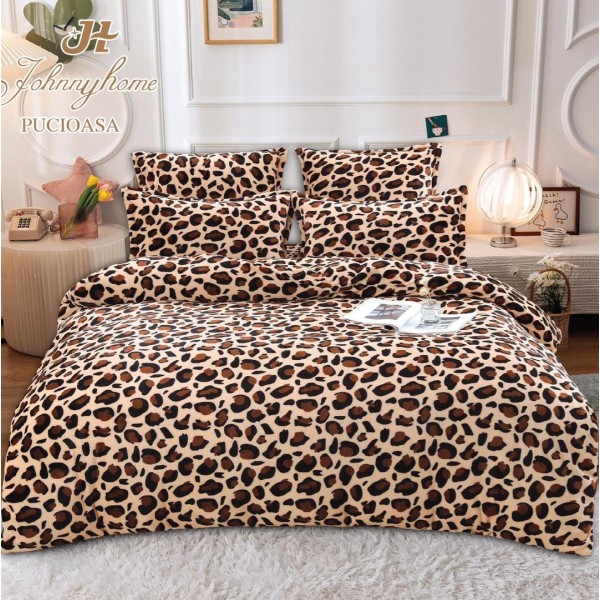 Lenjerie pat dublu, Super Pufoasa COCOLINO, 6 piese, Maro, animal print [1]