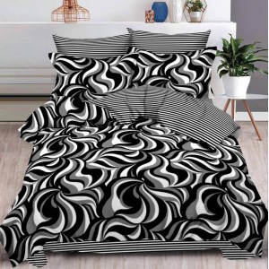 Lenjerie pat dublu, Finet, 6 piese, Negru, abstract Lenjerie pat dublu, Finet, 6 piese, Negru, abstract