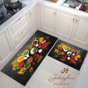 Set 2 covoare pentru Bucatarie, Multicolor, condimente