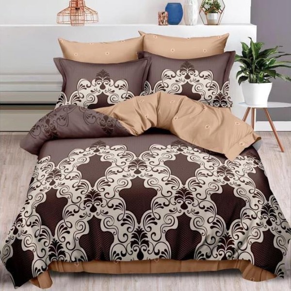 Lenjerie pat dublu (140x200cm, 160x200cm, 180x200cm),  FINET, 6 piese, Maro, model oriental [1]