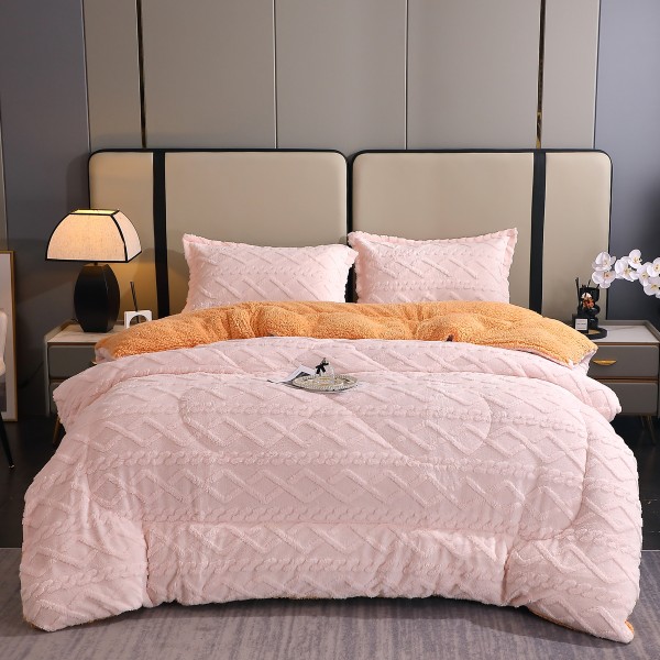  Pilota CoCoLiNo Sherpa tip Tricotaj cu blanita bej, matlasata, 200x230cm + 2 fete de perna 50x70cm, crem [1]