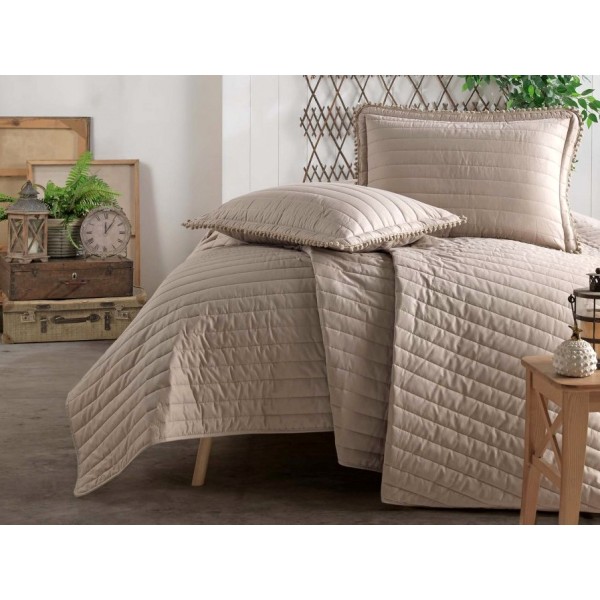 Set cuvertura de pat dublu, 3 piese, Bumbac 100%, 240x260cm, Clasy, PEDRA V5 Kahve [1]