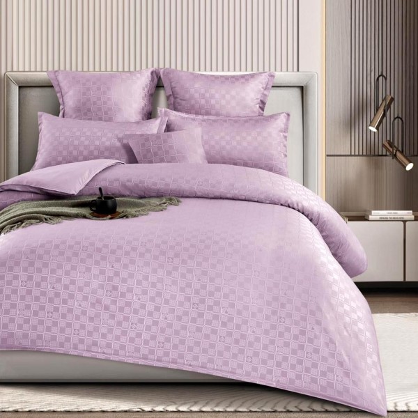 Lenjerie pat dublu,  FINET cu ELASTIC, 6 piese, Lila [1]