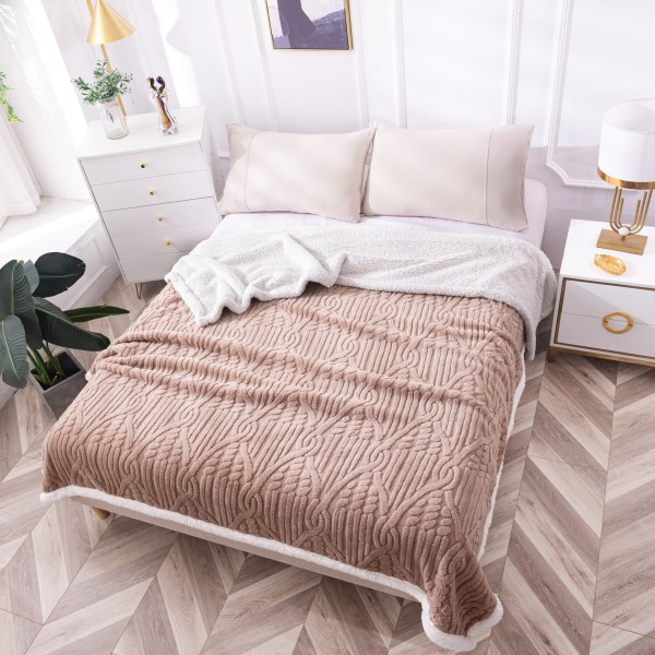 Patura CoCoLiNo Sherpa cu blanita, tip Tricotaj impletit, 200x230cm, Maro [1]