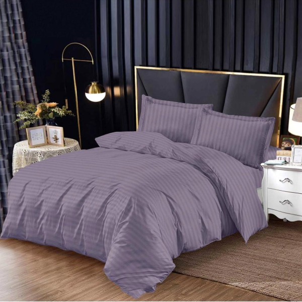 Lenjerie pat 140x200cm, cu Elastic, tip Damasc Finetat, 4 piese, Gri cenusiu [1]