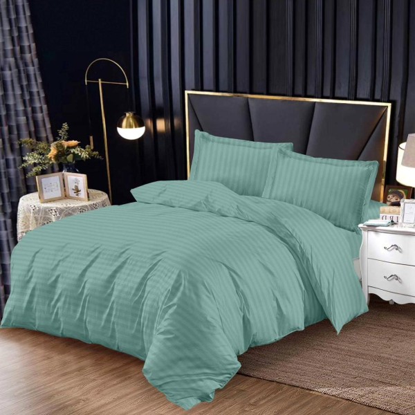 Lenjerie pat 140x200cm, cu Elastic, tip Damasc Finetat, 4 piese, Verde menta [1]
