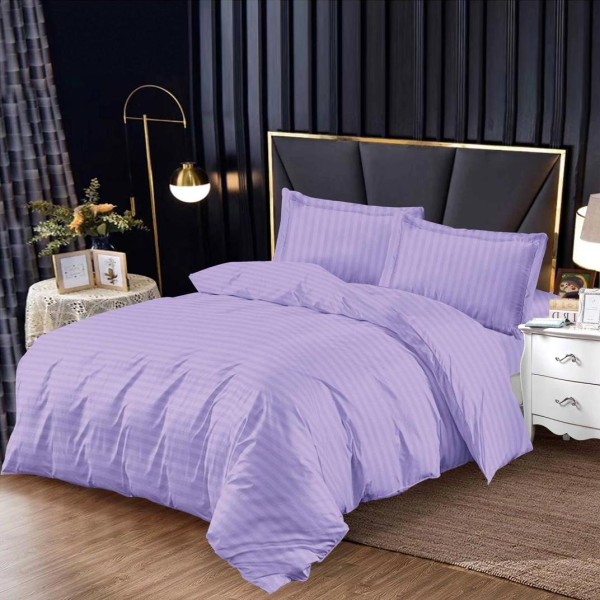 Lenjerie HoReCa, pat dublu, tip Damasc Finetat Deluxe cu Elastic, 4 piese, Lila [1]