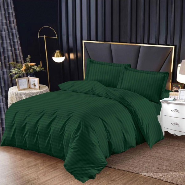 Lenjerie HoReCa, pat dublu, tip Damasc Finetat Deluxe cu Elastic, 4 piese, Verde smarald [1]
