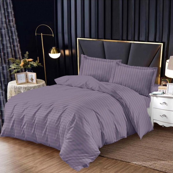 Lenjerie HoReCa, pat dublu, tip Damasc Finetat Deluxe cu Elastic, 4 piese, Gri cenusiu [1]