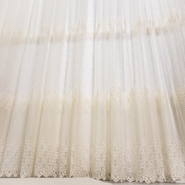 Perdea cu broderie tip banuti - 300cm x 260cm, Rejansa pt. sina , Ivoire [1]