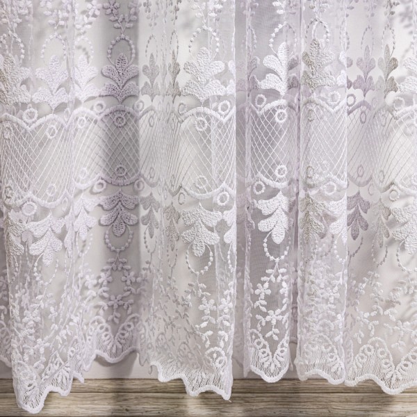 Perdea cu broderie - 500cm x 232cm ,Rejansa pt. bara , Alb [1]