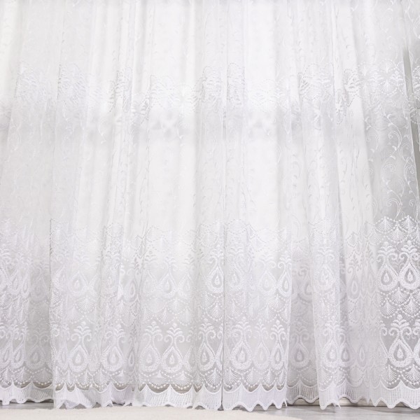 Perdea cu broderie eleganta - 300cm x 260cm, Rejansa pt. sina , Alb [1]
