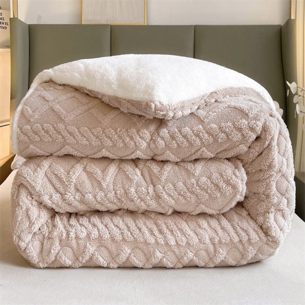 Pilota CoCoLiNo Sherpa tip Tricotaj cu blanita, matlasata, 200x230cm, bej deschis [1]
