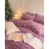 Lenjerie de Pat Dublu, ExtraPufoasa din Blăniță Artificială de Iepure, 4 piese, Mov – Confort Premium și Eleganță Absolută [3]
