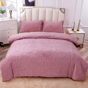 Lenjerie pentru pat dublu pufoasa CoCoLiNo, tip tricotaj, 4 piese, Lila