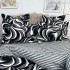 Lenjerie pat dublu,  FINET, cu elastic, 6 piese, Alb-Negru, abstract [7]
