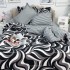 Lenjerie pat dublu,  FINET, cu elastic, 6 piese, Alb-Negru, abstract [8]