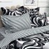Lenjerie pat dublu,  FINET, cu elastic, 6 piese, Alb-Negru, abstract [5]