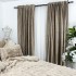 Set 2 Draperii Catifea cu insertii metalizate, Bej inchis - V3, 140cm latime x 260cm inaltime, cu tiv lat pt bara [4]