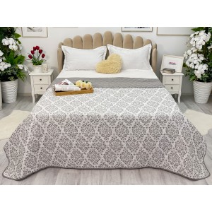Cuvertura matlasata cu doua fete pentru pat dublu , 210x210, Gri, oriental