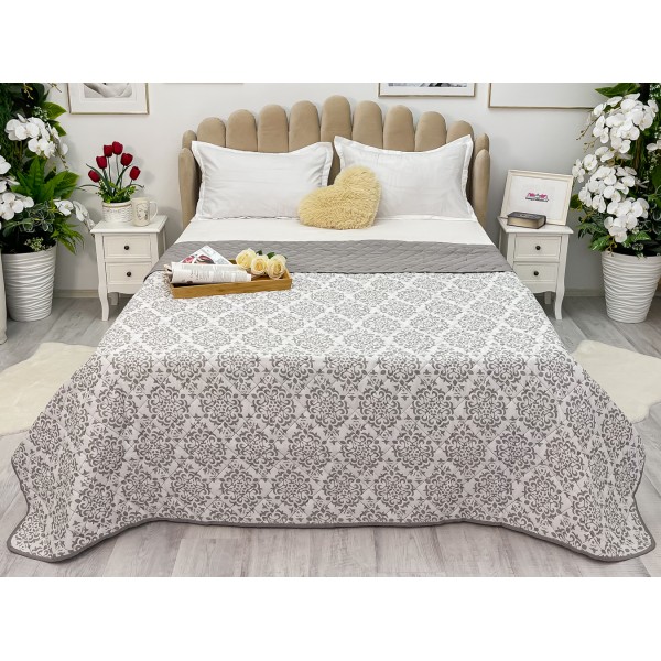 Cuvertura matlasata cu doua fete pentru pat dublu , 210x210, Gri, oriental [1]