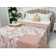 Cuvertura matlasata cu doua fete pentru pat dublu , 210x210, Roz pudra, flori