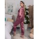 Pijama Luxury Diana din Satin cu pene Roz prafuit