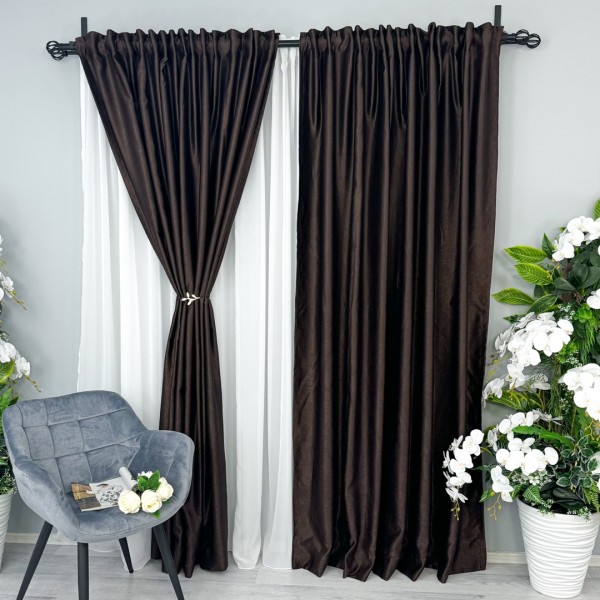 Draperie Soft Touch, Maro inchis, 200cm latime x 2.7m inaltime, cu rejansa pentru sina [1]