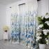 Set Perdea din Voal si Draperie Satinata imprimata, flori albastre, perdea de 3m latime x 2m inaltime, si 2 buc draperie 1m latime x 2 m inaltime, cu rejansa pt sina [8]