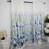 Set 2 Draperii Satinate imprimate, flori albastre, 140cm latime x 260cm inaltime, cu tiv lat pat bara [5]